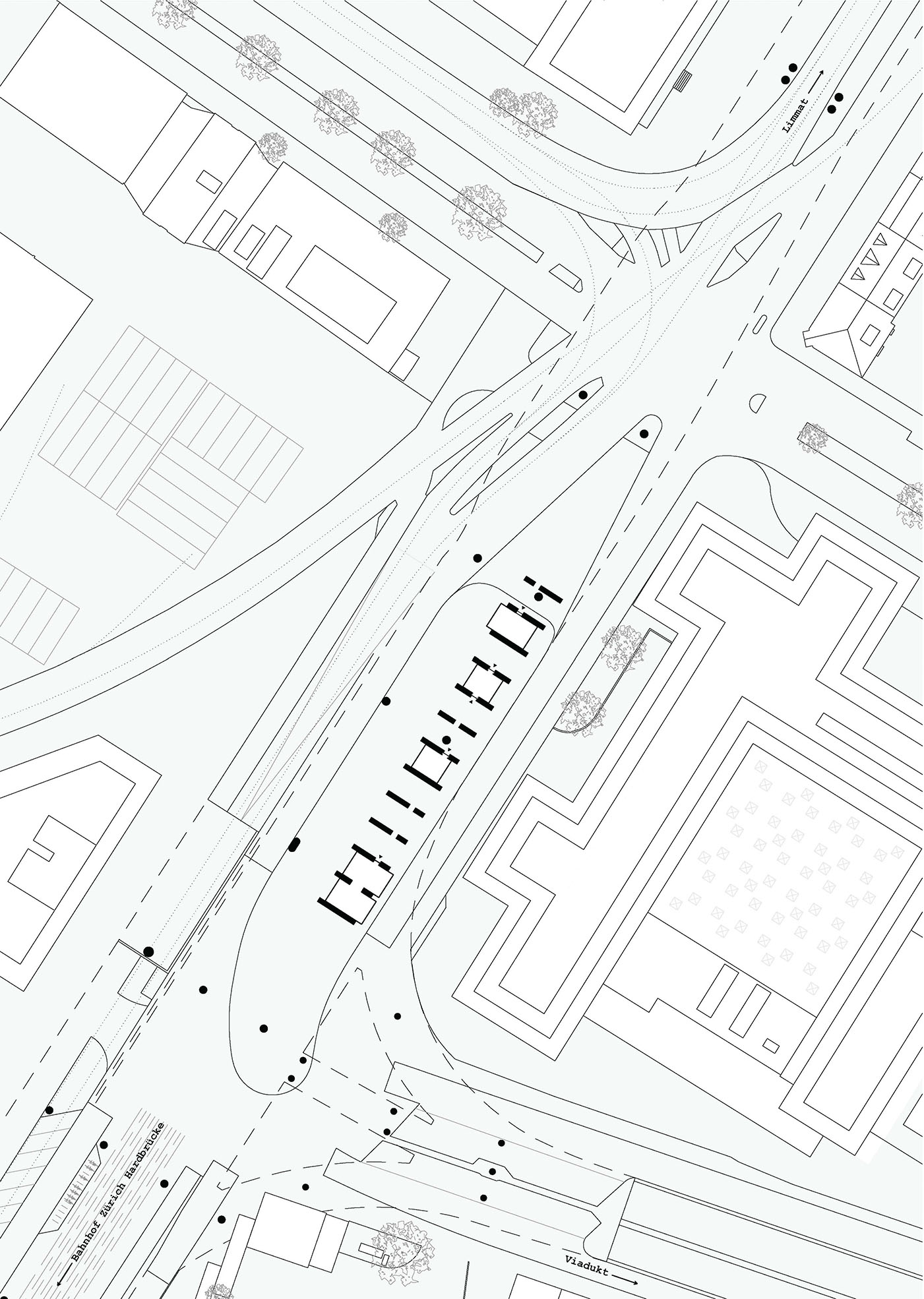 Kiosk Hardbrücke, Lageplan